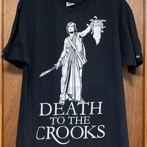 vintage Crooks & Castles Clash of the Titans Death to the Crooks shirt, sz Large